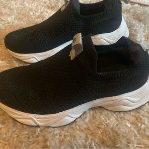 Gaian Black Knit Slip-On Shoes with White Sole
